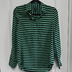 J. Crew Green and Blue Button Down Shirt with Notched Collar